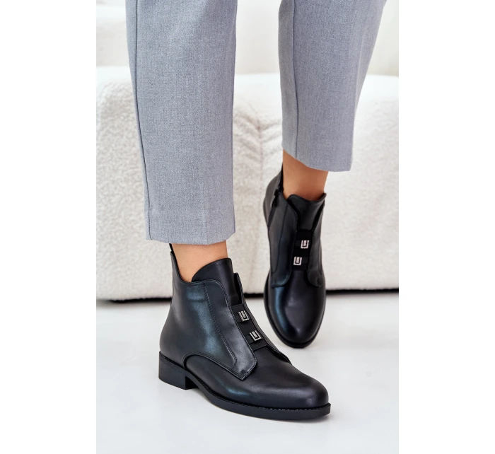 Zateplené dámské boty na plochém podpatku z eko kůže černé model 21675850 - S.Barski