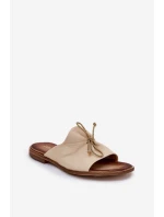 model 21686324 Kožené Dámské Pantofle Béžové - Zazoo