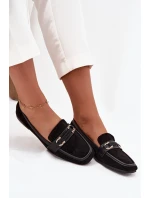 Mokasiny Loafersy Dámské S Ozdobným Prvkem Černé Evelora