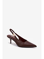 Dámské sandály z umělé kůže na jehlovém podpatku Čokoládové Jelissey