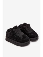 Dětské zateplené sneakers s kožíškem Mireen – černé