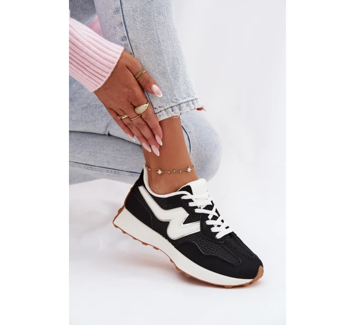 Dámské sportovní boty na platformě – černé Janelora