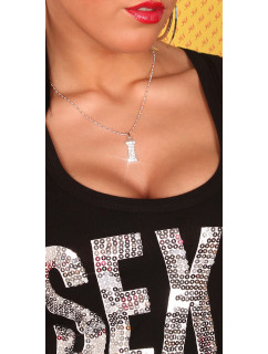 Sexy letter-collier-I with rhinestones