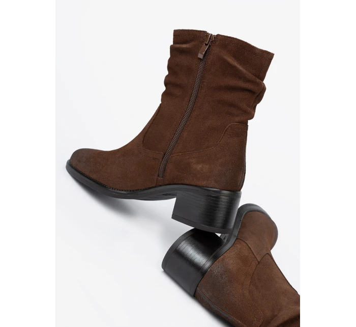 Moderní kotníčkové boty dámské hnědé Obcas Moderní kotníčkové boty dámské hnědé Obcas