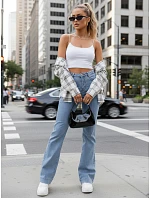 Dámské modré džíny s širokými nohavicemi FashionStreet UY2971