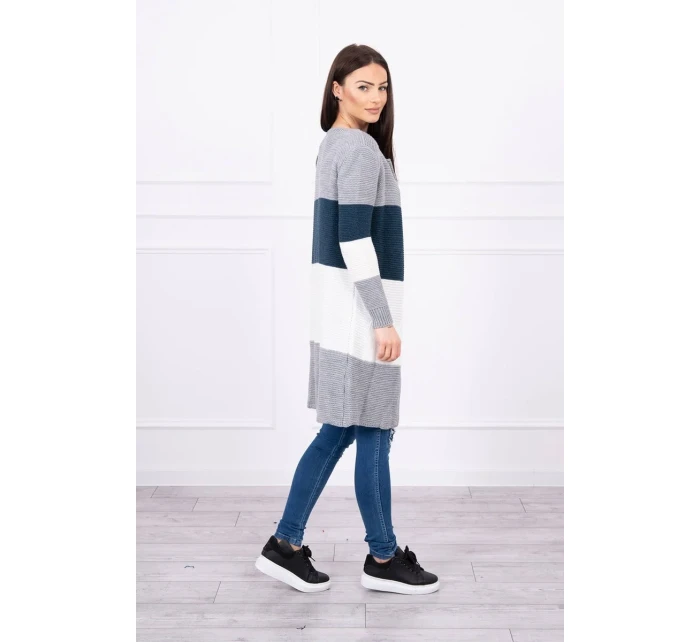 Šedý + tmavý džínový pruhovaný svetr Šedý + tmavý džínový pruhovaný svetr
