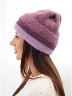 Dámská čepice beanie žebrovaná s ozdobou tmavě růžová+fialová Dámská čepice beanie žebrovaná s ozdobou tmavě růžová+fialová