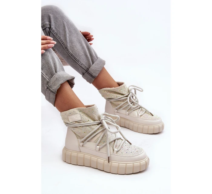 Ocieplené sněžné boty s džetami GOE MM2N4081 bežové