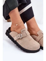 Semišové Pantofle Dámské Na Platformě Big Star RR274A376 Béžové Semišové Pantofle Dámské Na Platformě Big Star RR274A376 Béžové