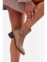 Dámské kotníkové boty na podpatku Vinceza 23-10791 Béžové