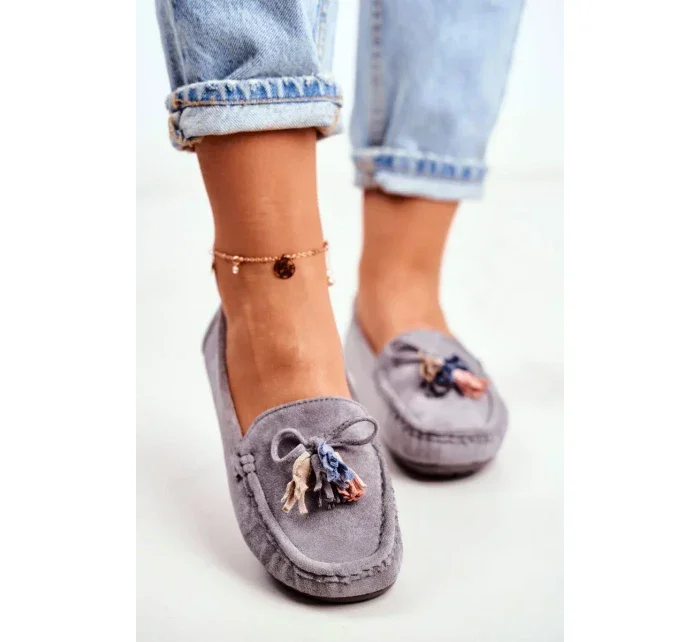 Dámské Semišové Mokasíny Šedé Donna Mia Dámské Semišové Mokasíny Šedé Donna Mia