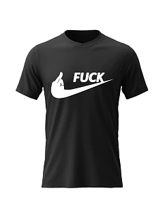 Pánské bavlněné tričko s potiskem - FUCK - černé