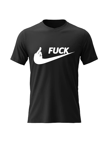 Pánské bavlněné tričko s potiskem - FUCK - černé Pánské bavlněné tričko s potiskem - FUCK - černé