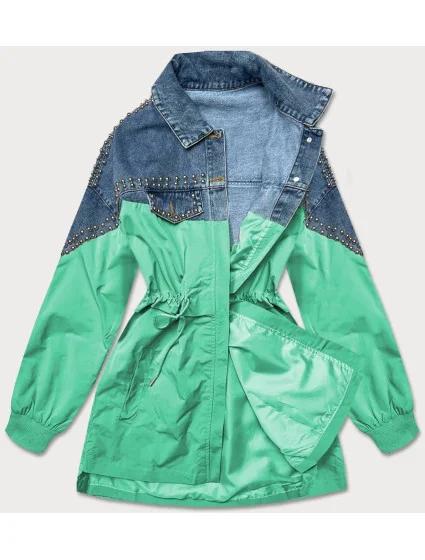 Světle dámská džínová denim bunda z různých spojených materiálů model 17192489 - PREMIUM