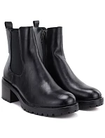 Dámské kotníkové boty na podpatku, zateplené, černé, Potocki SZ12742 Dámské kotníkové boty na podpatku, zateplené, černé, Potocki SZ12742