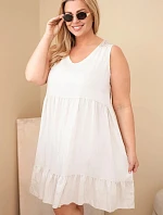 Dámské šaty Plus Size z viskózy s krajkou bez rukávů béžová