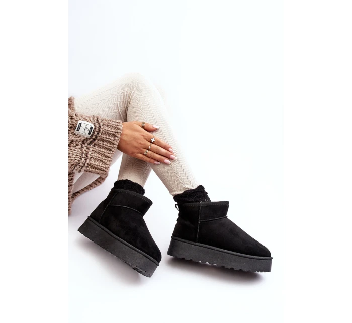 Ženy Sněhové Boty Na Platformě Oteplené Futerkem Černá Xamella