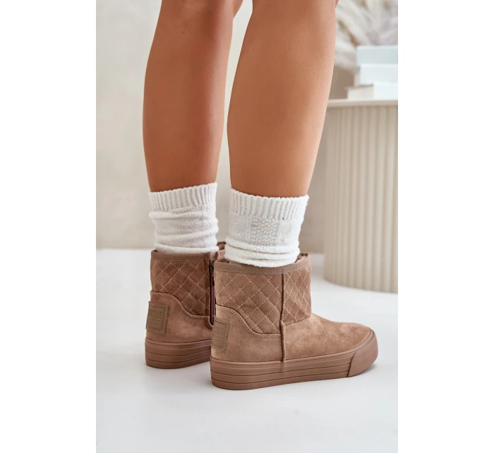 Sněhové boty na zip zateplené kožešinou Big Star model 21675203 Béžové - Big Star Shoes Sněhové boty na zip zateplené kožešinou Big Star model 21675203 Béžové - Big Star Shoes