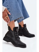 Nízké Dámské Boty Na Plochém Podpatku S Ozdobným Detalem Zateplené Černé model 21706593 - Boto Nízké Dámské Boty Na Plochém Podpatku S Ozdobným Detalem Zateplené Černé model 21706593 - Boto