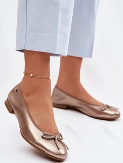 Kožené dámské baleríny model 22100762 Zlaté - Maciejka