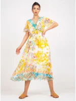 Šaty DHJ SK 15967 1.01P bílá a žlutá