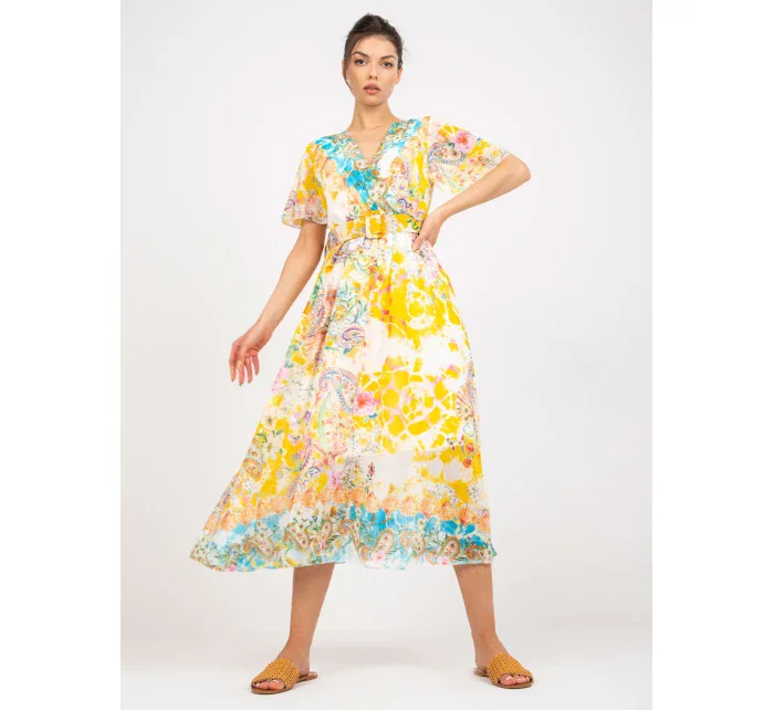 Šaty DHJ SK 15967 1.01P bílá a žlutá