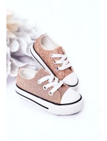 Dětské Brokátové Tenisky Růžové Zlato Bling-Bling Dětské Brokátové Tenisky Růžové Zlato Bling-Bling