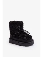 Teplé dětské sněhule, šněrovaná černá, Asija Teplé dětské sněhule, šněrovaná černá, Asija