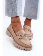 Semišové dámské mokasíny s ozdobou D&A béžová Semišové dámské mokasíny s ozdobou D&A béžová