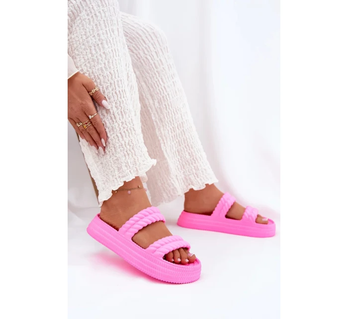 Dámské lehké pěnové pantofle na platformě S.Barski – fuchsiové