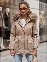 Dámská zimní bunda parka béžová Dstreet model 21971002 - FashionStreet Dámská zimní bunda parka béžová Dstreet model 21971002 - FashionStreet