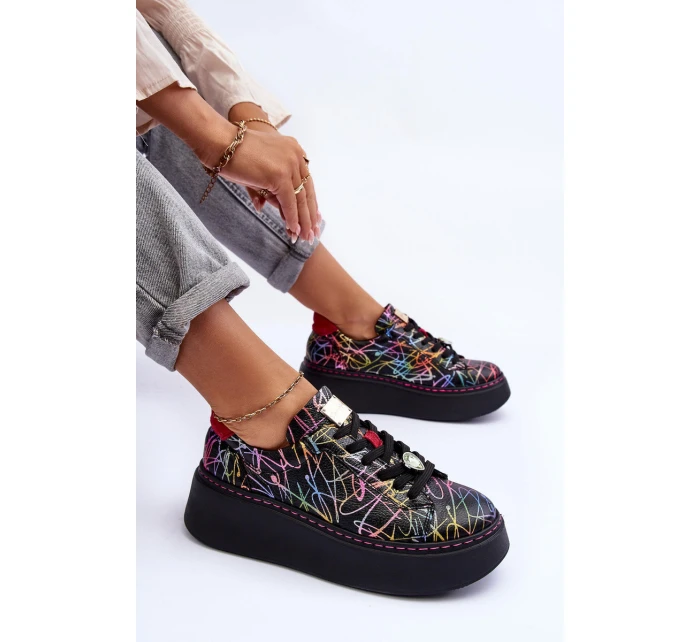 Kožené sportovní boty na platformě Maciejka 06191-39 Multikolor