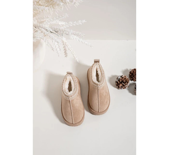 Dětské sněhule s výšivkou béžové Prina Dětské sněhule s výšivkou béžové Prina