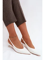 Lakované dámské sandály z umělé kůže na podpatku Bílé Averelle