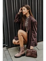 Zdobené Kotníkové Boty Workery Dámské Zateplené D&A Taupe Zdobené Kotníkové Boty Workery Dámské Zateplené D&A Taupe