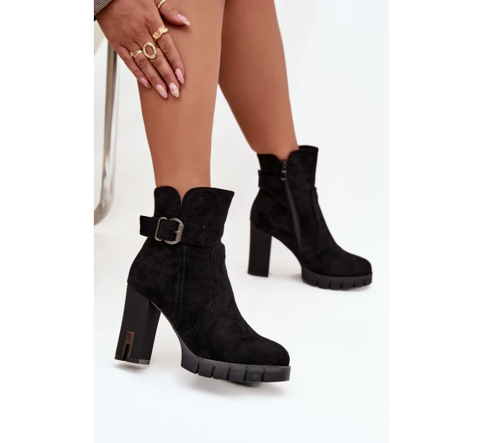 Dámské ocieplené botky na podpatku Selisse – černé Dámské ocieplené botky na podpatku Selisse – černé
