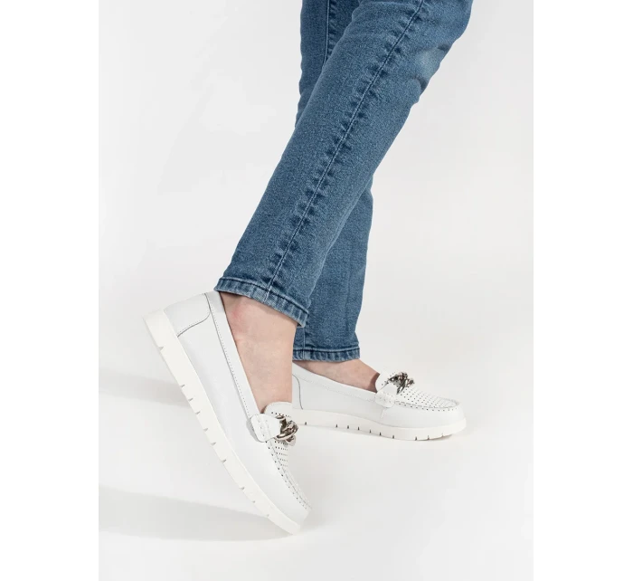 Trendy dámské bílé mokasíny platforma Trendy dámské bílé mokasíny platforma