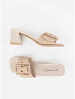 Klasické hnědé dámské nazouváky na širokém podpatku Klasické hnědé dámské nazouváky na širokém podpatku