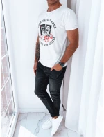 Pánské bílé tričko s potiskem Dstreet RX5257 Pánské bílé tričko s potiskem Dstreet RX5257