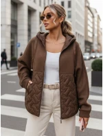 Dámská přechodná oversize bunda s kapucí hnědá FashionStreet TY5593 Dámská přechodná oversize bunda s kapucí hnědá FashionStreet TY5593