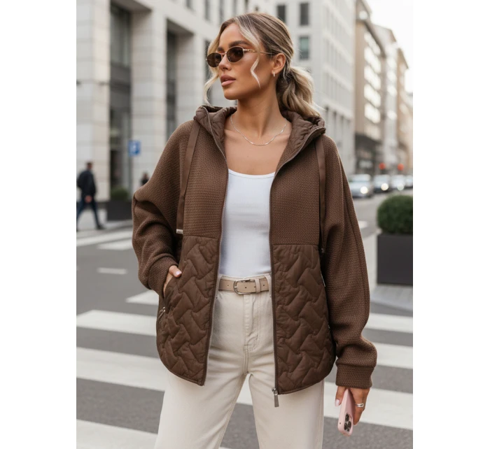Dámská přechodná oversize bunda s kapucí hnědá FashionStreet TY5593 Dámská přechodná oversize bunda s kapucí hnědá FashionStreet TY5593