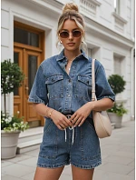 Dámská souprava s džínovou košilí a modrými šortkami FashionStreet AY1207 Dámská souprava s džínovou košilí a modrými šortkami FashionStreet AY1207