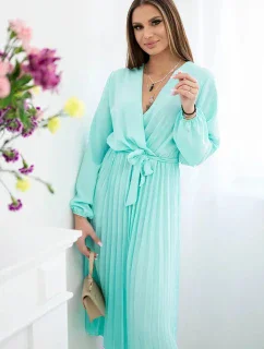 Šaty se  lemem světle mátová model 20892529 - K-Fashion