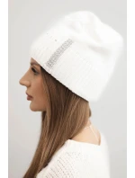 Dámská zimní čepice vlněná s krystaly K453 bílá Dámská zimní čepice vlněná s krystaly K453 bílá