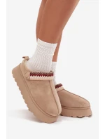 Dámské sněhule nízké s páskem a výšivkou na platformě světle béžové model 21708900 - Boto Dámské sněhule nízké s páskem a výšivkou na platformě světle béžové model 21708900 - Boto