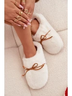 Kožešinové s mašlí ecru model 21772506 - Boto
