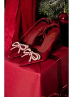 Červené dámské lodičky s mašlí a patou model 21786997 - Boto Červené dámské lodičky s mašlí a patou model 21786997 - Boto