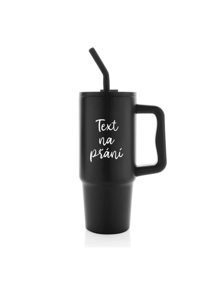 TEXT NA PŘÁNÍ - černý cestovní termohrnek 900 ml  