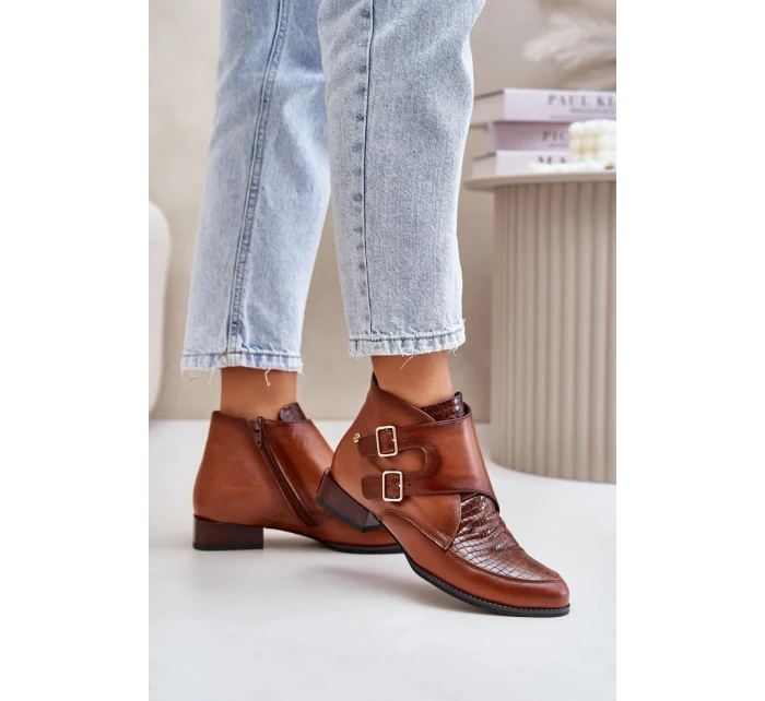 Dámské kožené kotníkové boty model Hnědá Maciejka model 20739863 - Inello