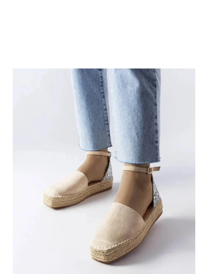 Dámské espadrilky 22883 Béžová se stříbrnou - FLYFOR
